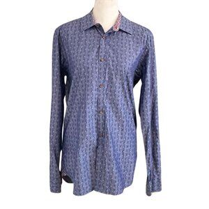 TED BAKER MEN'S BRILLAN SHIRT IN DENIM BLUE FLORAL PRINT - M (3)